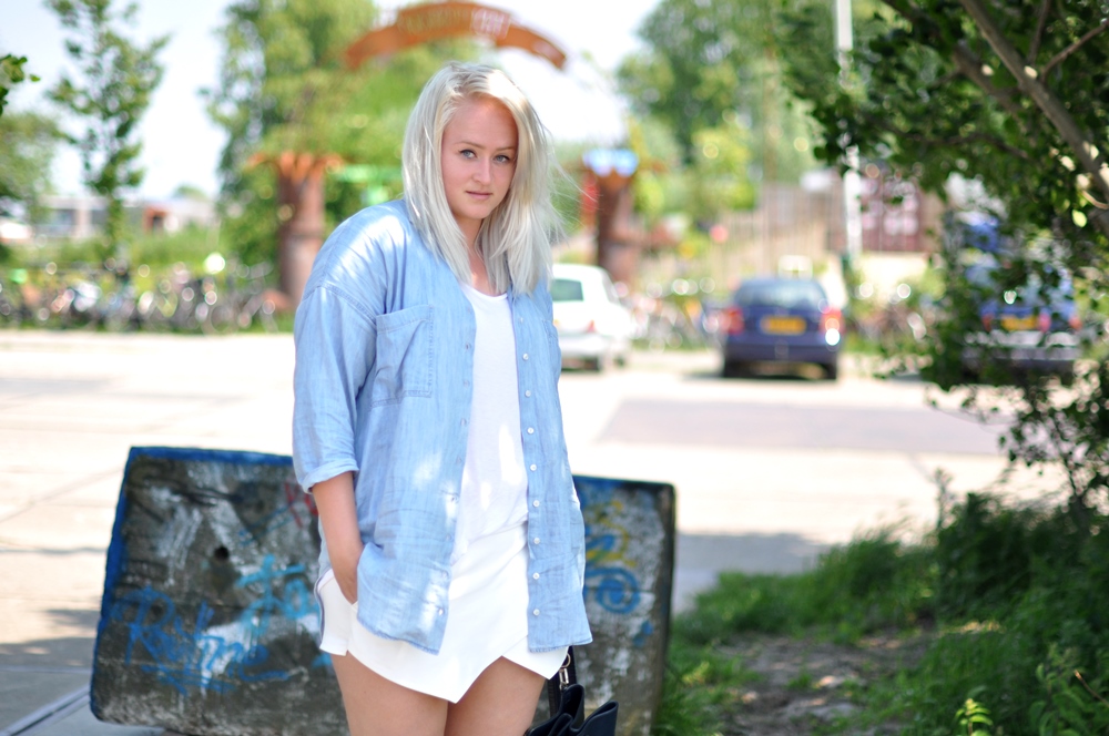 Denim heels outfit